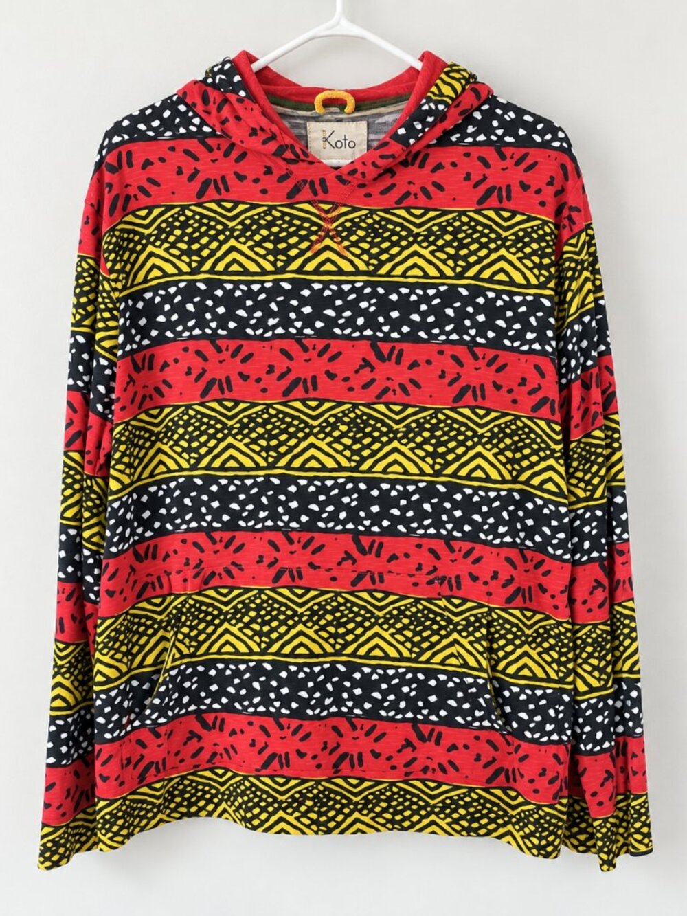 KOTO Urban Outfitters Tribal Geometric Hoodie Men’s XL Red Yellow Black